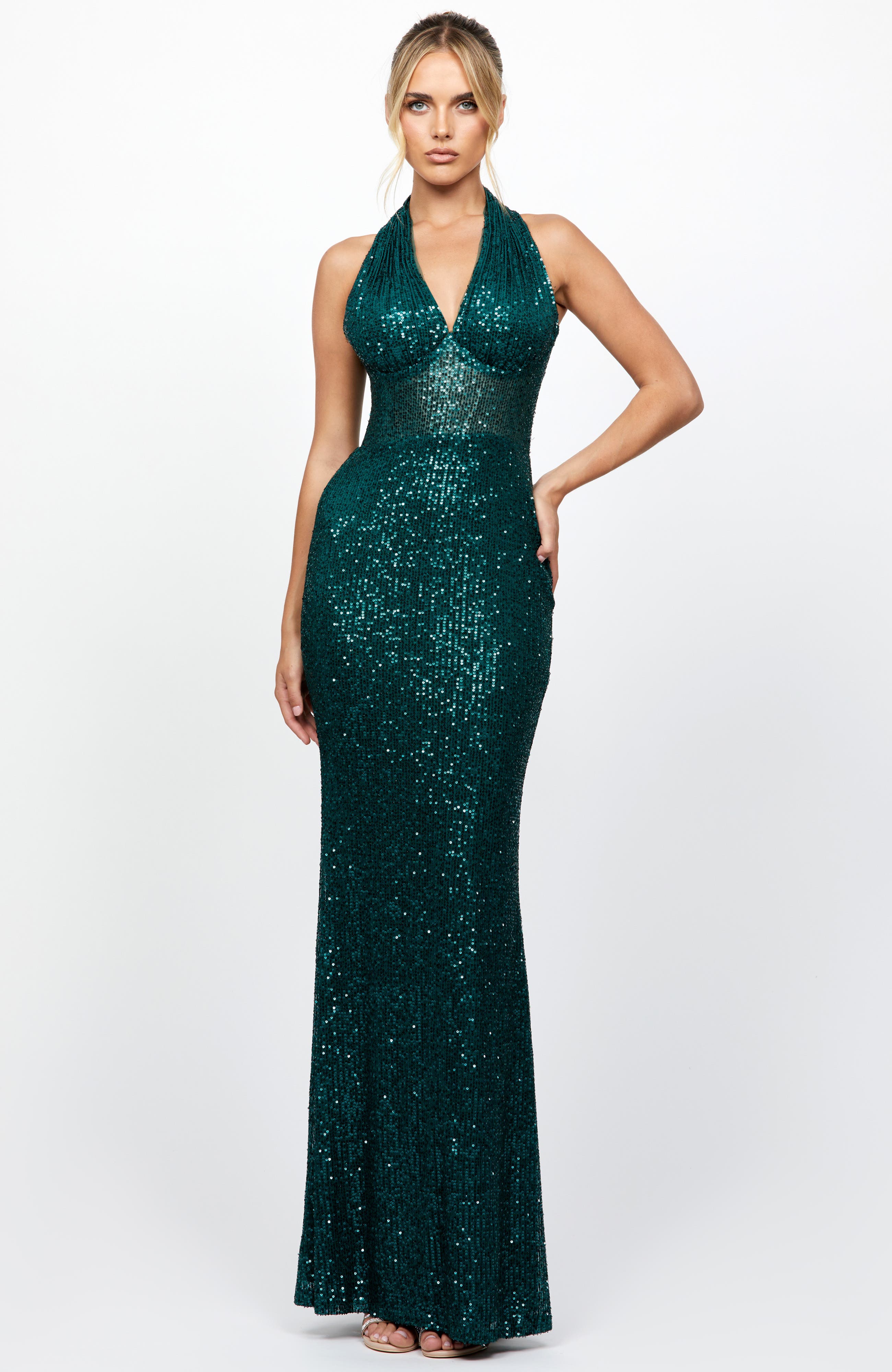 Shaylyn Sequin Halter Gown - image 2