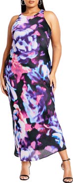 City Chic Blurred Floral Print Sheath Dress