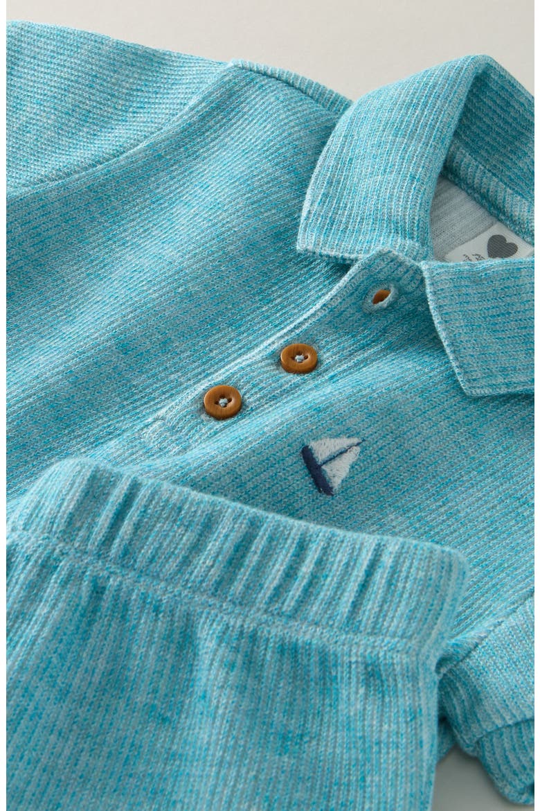 Polo & Shorts Set, Alternate, color, TEAL MARL SAILBOAT