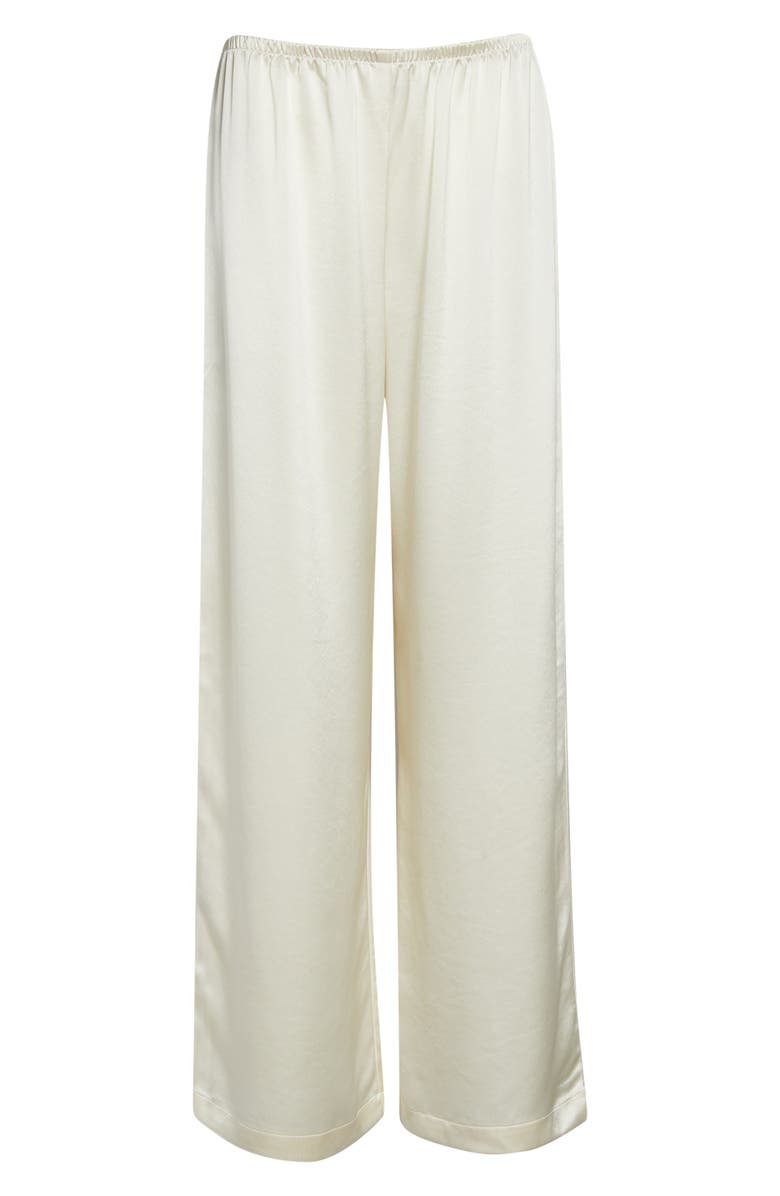 LESET Barb Wide Leg Satin Pants, Main, color, Creme