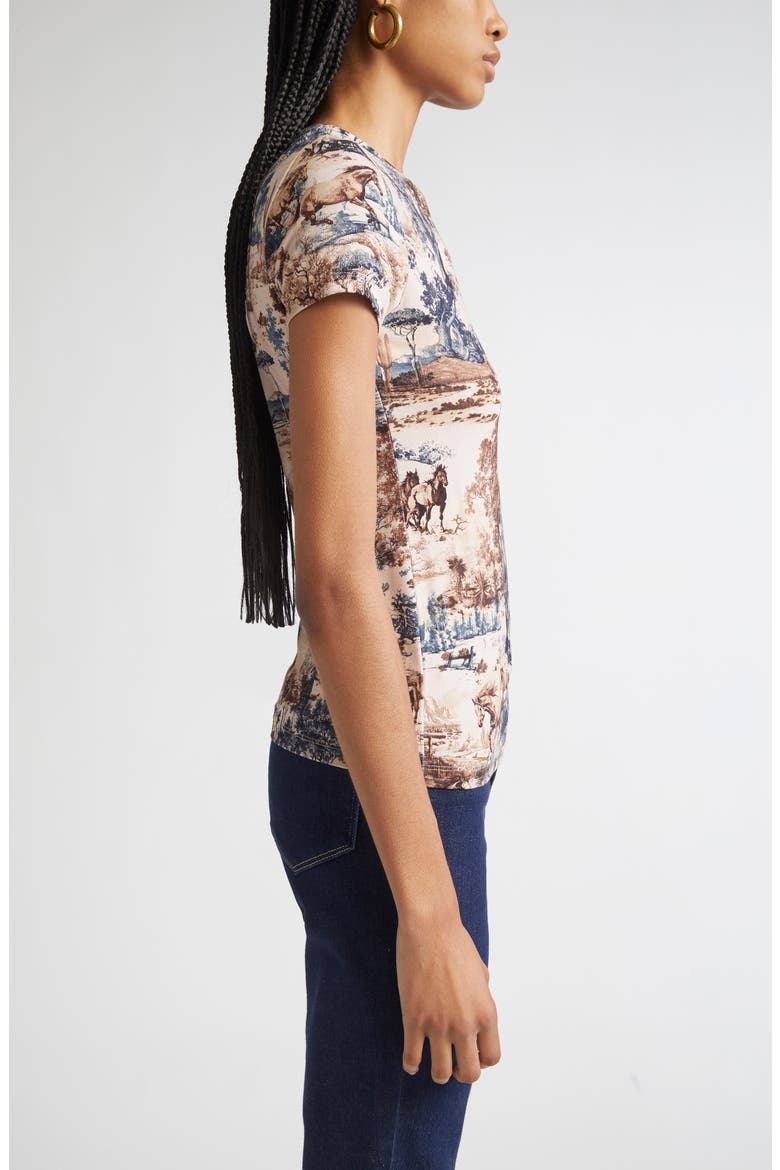 Ressi Western Print Short Sleeve Top, Alternate, color, TAN MULTI WESTERN TOILE