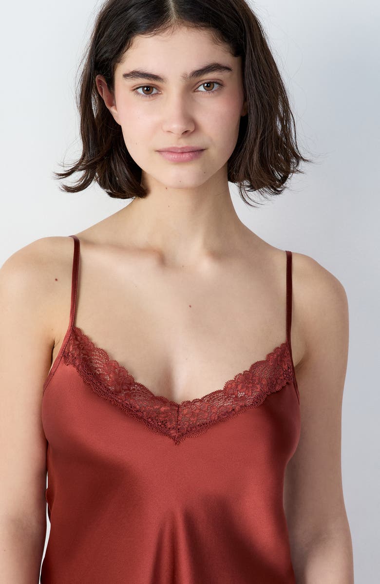 Etam Milky Silk Camisole, Alternate, color, Brown