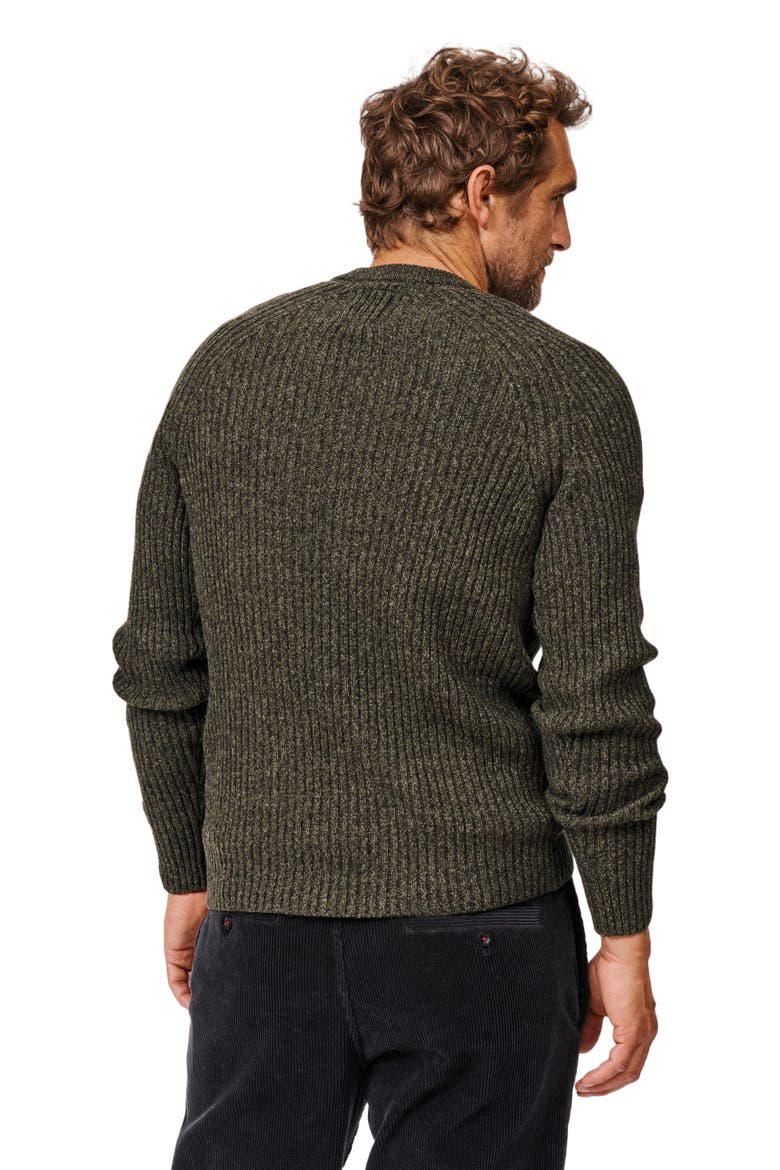 Ray Fisherman Rib Crew Neck Sweater, Alternate, color, Dark Khaki Mix