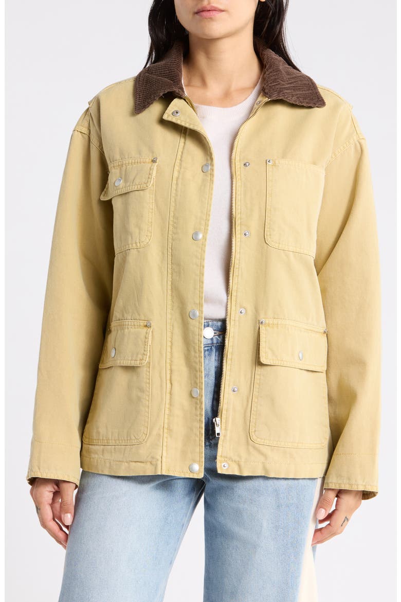 Corduroy Collar Cotton Barn Jacket, Main, color, BREAKING CAMP
