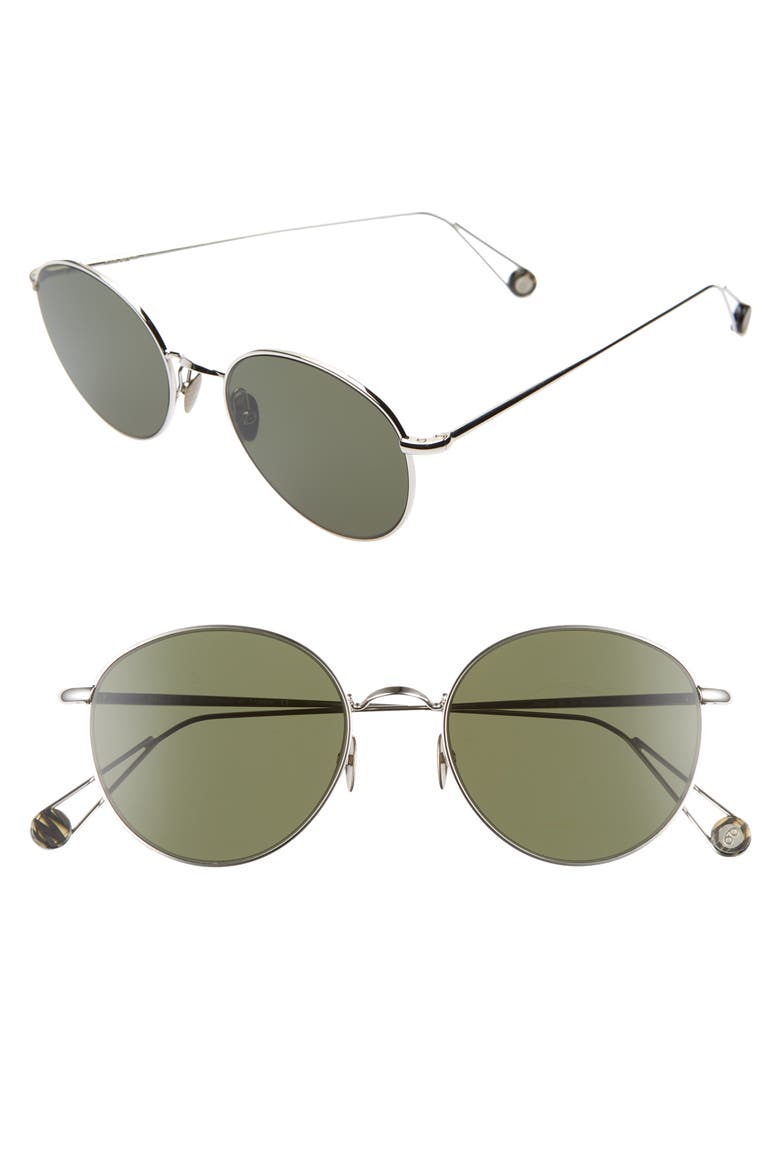 Madeleine 53mm Round Sunglasses, Main, color, WHITE GOLD