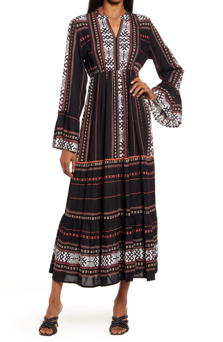 AREA STARS Hudson Southwest Border Print Long Sleeve Maxi Dress, Main, color, 