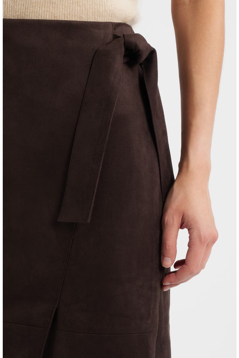 The Danica Faux Wrap Faux Suede Skirt, Alternate, color, BISTRO BROWN