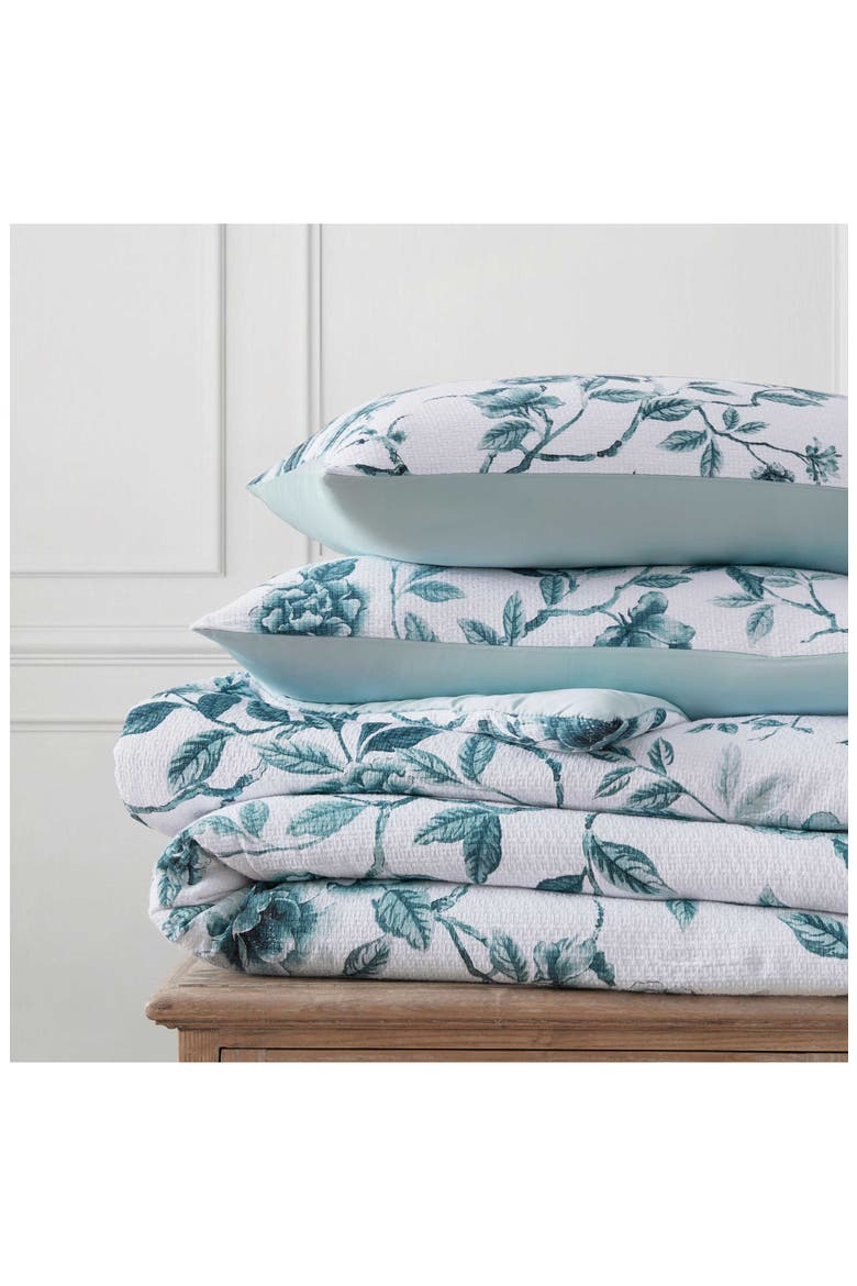 Vivian Floral Cotton Jacquard Duvet Cover Set, Alternate, color, STORM CLOUD