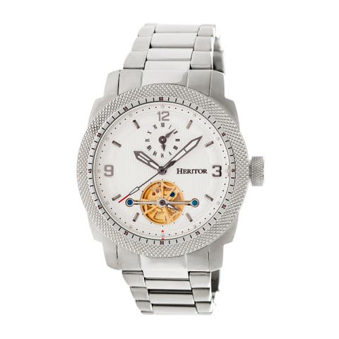 Helmsley Semi-Skeleton Leather-Band Watch