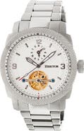 Heritor Automatic Helmsley Semi-Skeleton Leather-Band Watch
