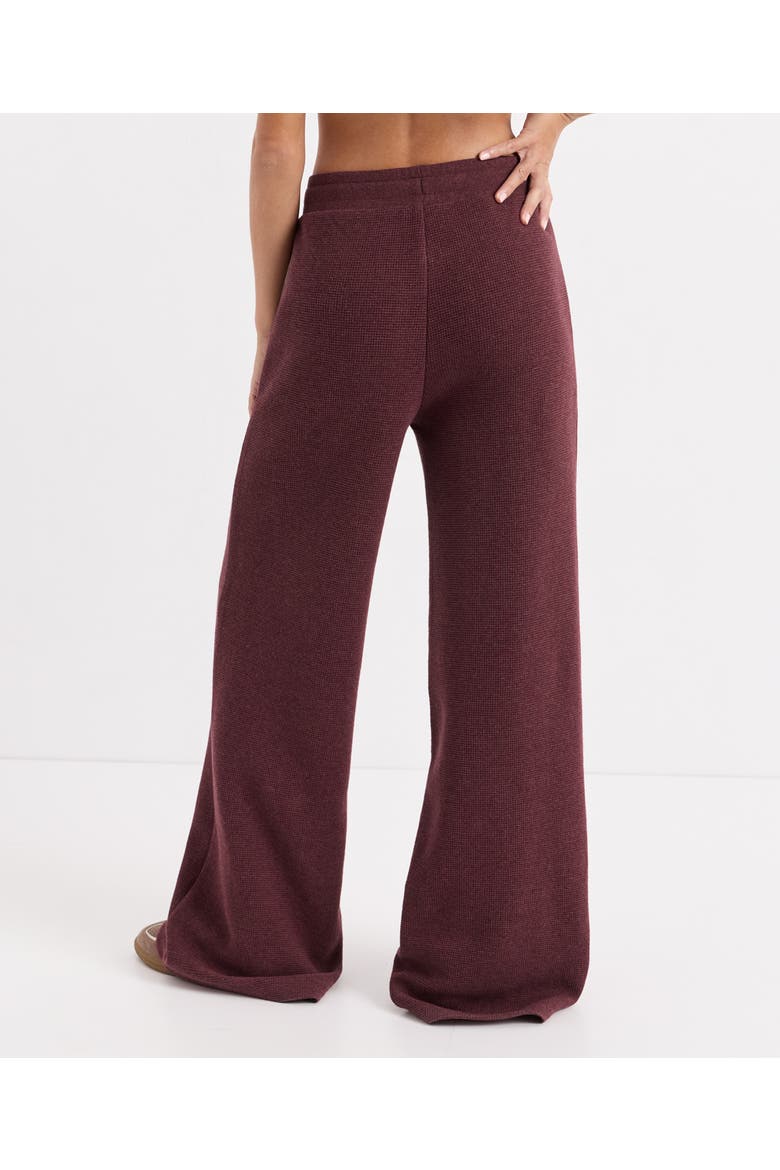 Organic Cotton Luxe Waffle Wide Leg Pant, Alternate, color, Merlot Heather
