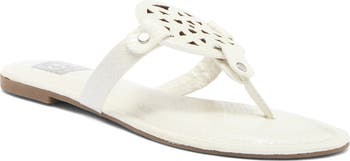 Gotie Laser Cut Studded Thong Sandal