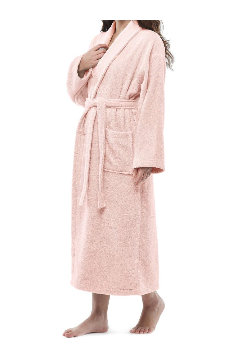 Shawl Collar Turkish Terry Cotton Bathrobe for Women, Alternate, color, Pink