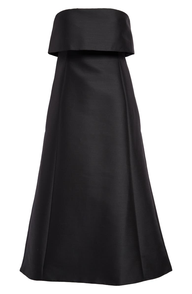 TOTEME Foldover Strapless A-Line Midi Dress, Alternate, color, 