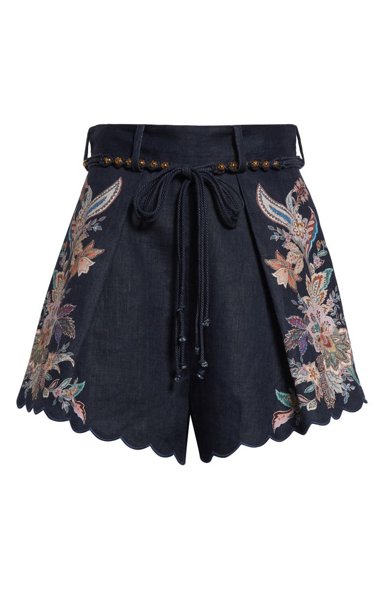 Zimmermann Rhiannon Tuck Paisley Print Linen Shorts, Alternate, color, Navy Multi Paisley