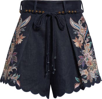 Zimmermann Rhiannon Tuck Paisley Print Linen Shorts | Nordstrom
