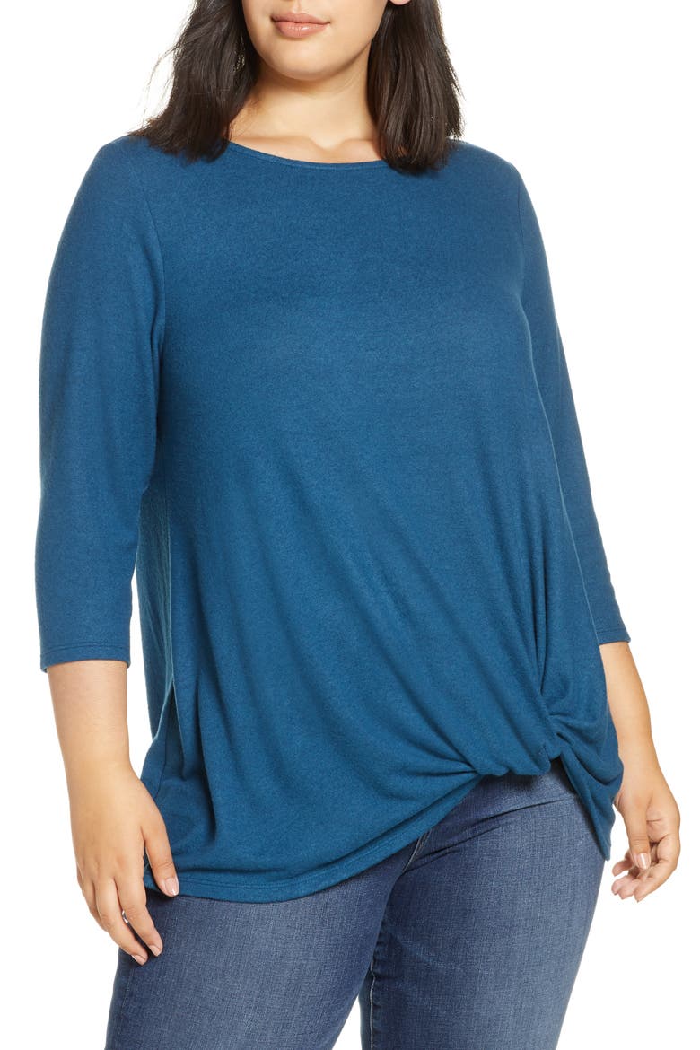 Gibson Twist Front Cozy Pullover, Main, color, BLUE CERAMIC