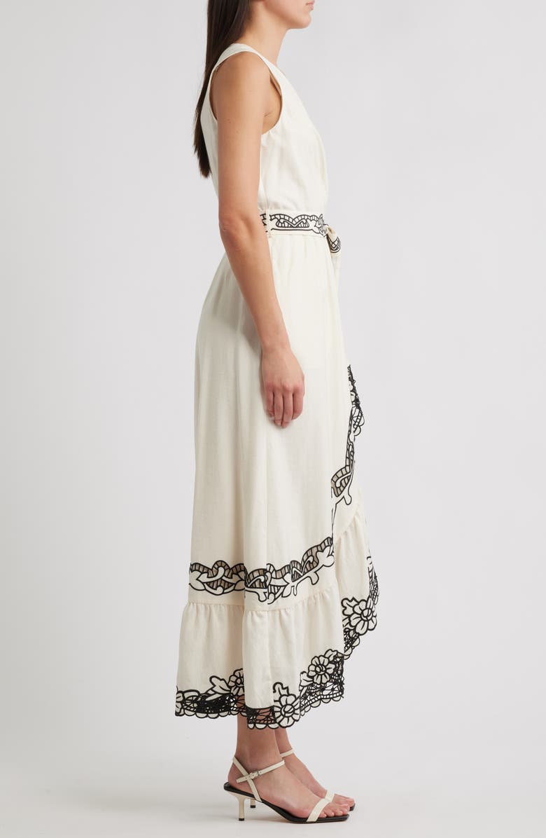 Elie Tahari Poppy Embroidered Faux-Wrap Maxi Dress, Alternate, color, 