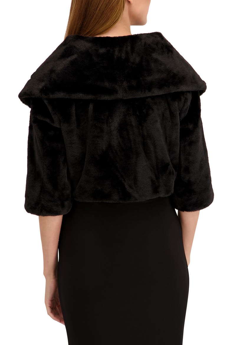 Faux Fur Shawl Collar Shrug, Alternate, color, BLACK