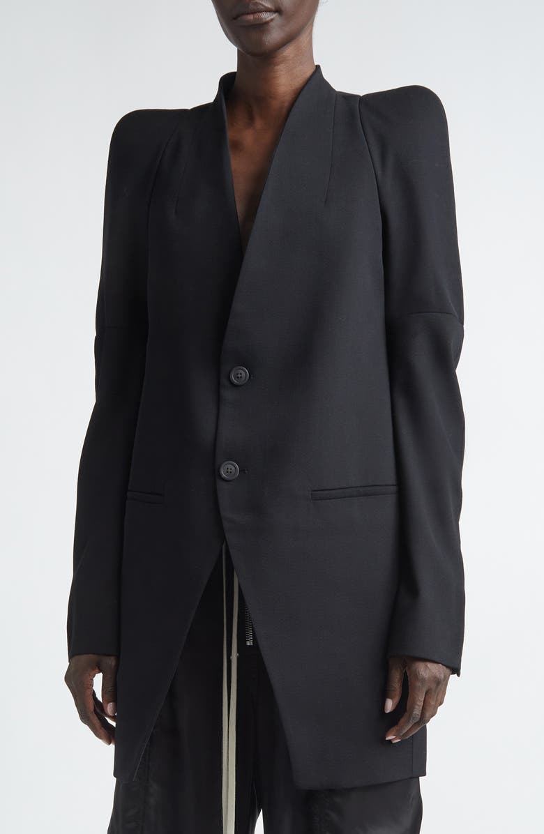 Rick Owens Temple Metro Wool Jacket, Main, color, Black