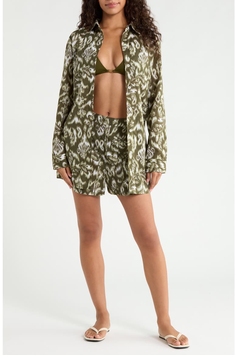 Printed Shirt and Shorts Cover-Up Set, Main, color, MULTI
