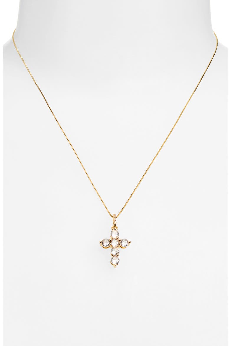 Byzantia Cross Pendant Necklace, Alternate, color, GOLD