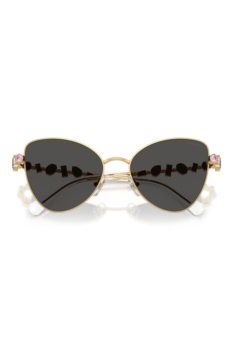 56mm Butterfly Sunglasses, Alternate, color, GOLD / DARK GREY