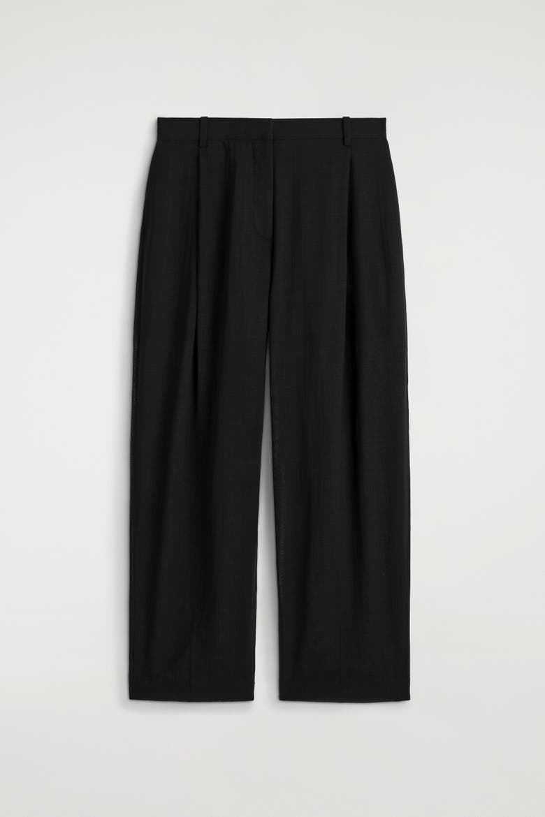 Fluid Wool-voile Straight-leg Pants, Alternate, color, BLACK