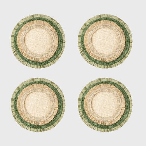 Joanna Buchanan Ruffle Edge Straw Coasters In Green