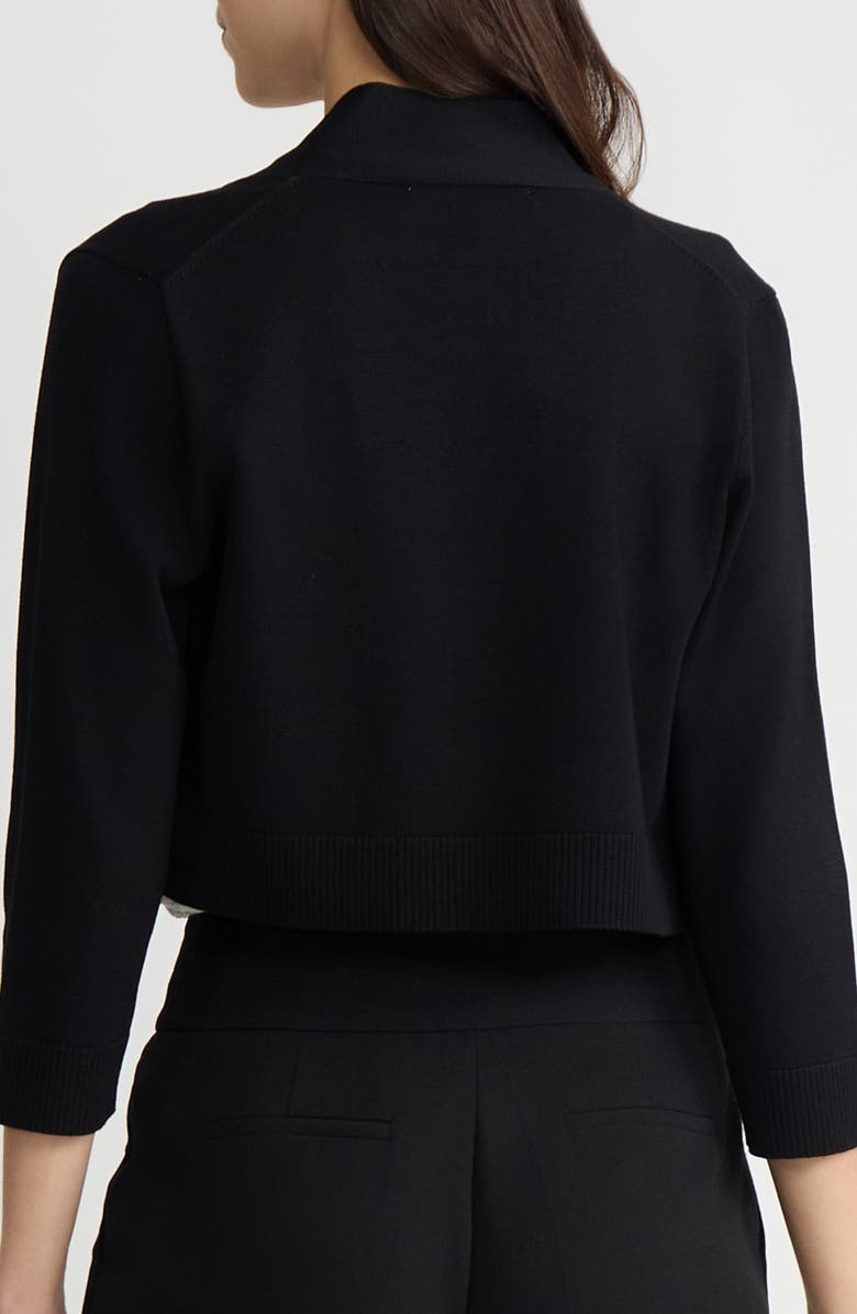 KASPER Kissing Front Crop Shrug, Alternate, color, Black