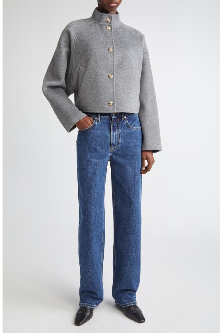 Nyma Wool & Cashmere Felt Crop Jacket, Alternate, color, GREY MELANGE