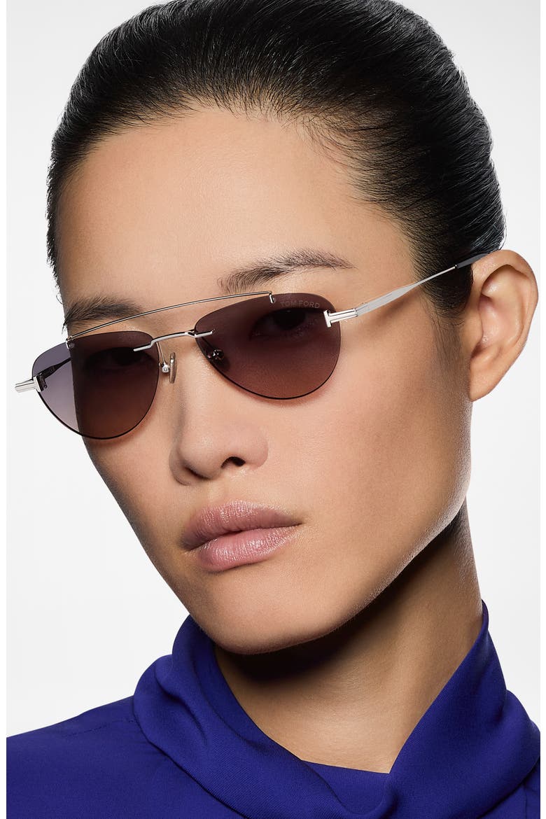 Astor 55mm Gradient Pilot Sunglasses, Alternate, color, PALLADIUM / SMOKE TO SAND LENS