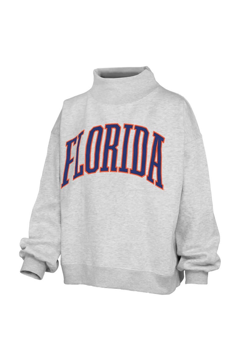 Women's Pressbox Heather Gray Florida Gators Oversized Nelson Mock Neck Sweatshirt, Alternate, color, Heather Gray