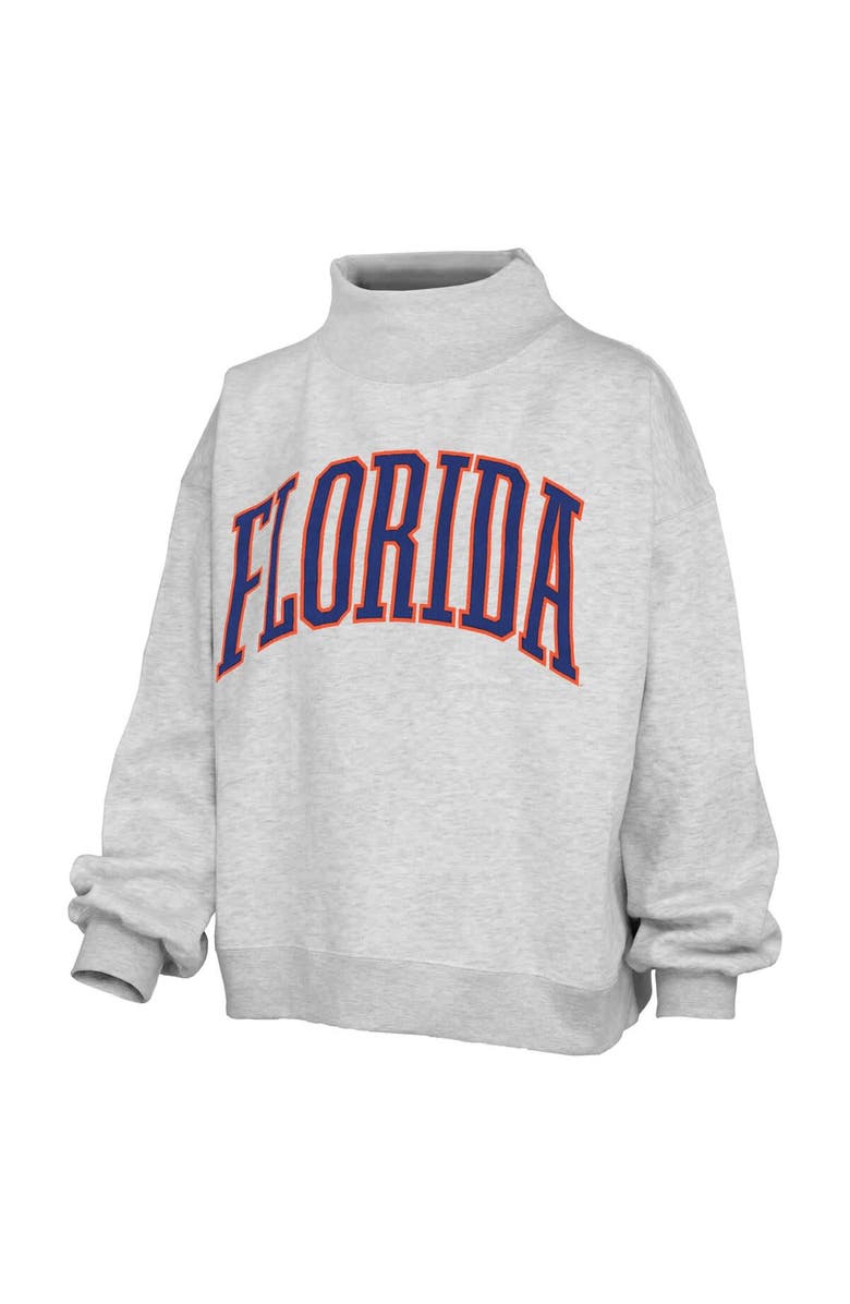 PRESSBOX Women's Pressbox Heather Gray Florida Gators Oversized Nelson Mock Neck Sweatshirt, Alternate, color, Heather Gray