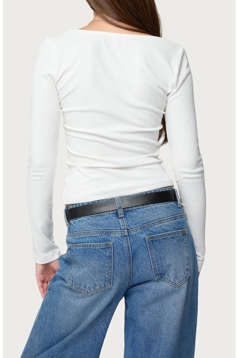 Zandra Rib Square Neck Top, Alternate, color, WHITE