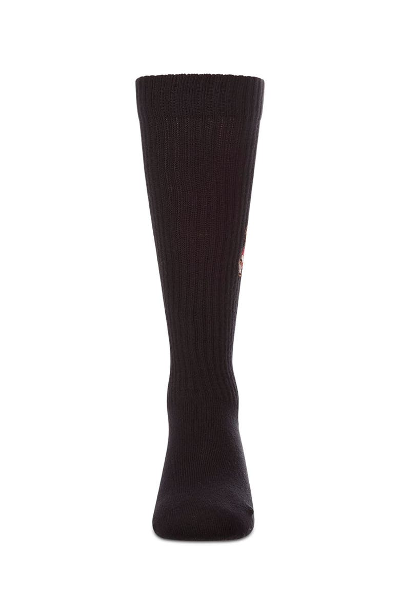 MeMoi Ribbed Knee High Sock with Embroidered Teddy Bear, Alternate, color, 