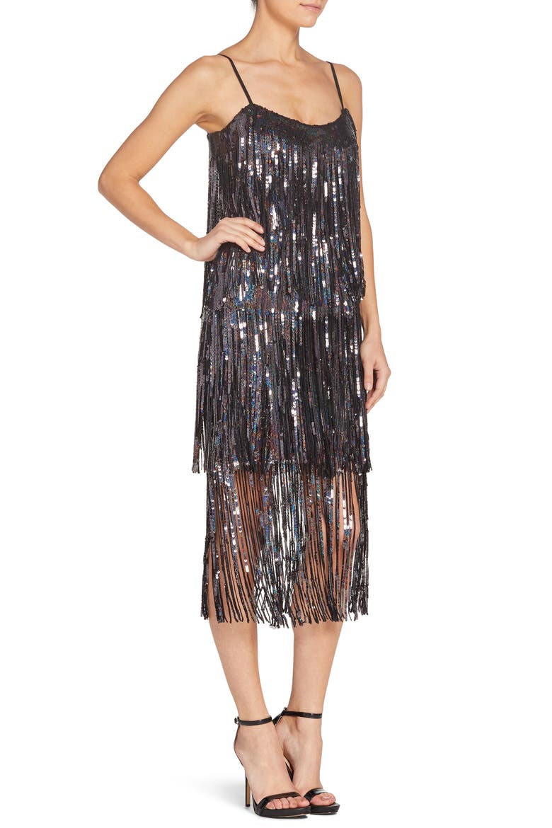 Roxy Fringe Shift Dress, Alternate, color, ONYX