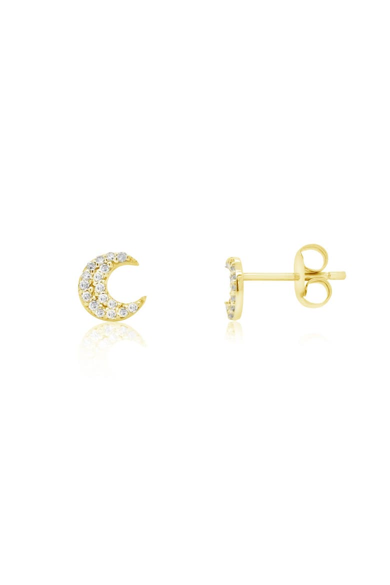 Diamond Moon Stud Earrings, Main, color, Yellow Gold
