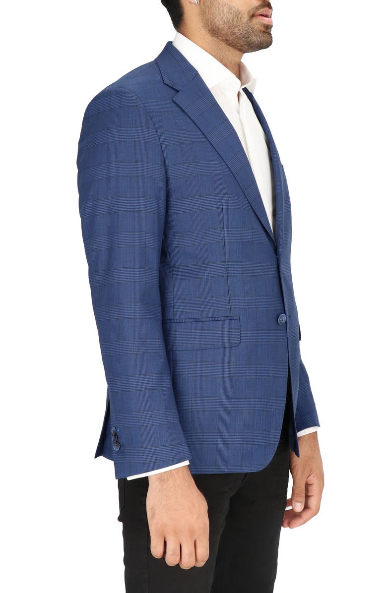 Scotch & Soda Blue Plaid Stretch Wool Sport Coat, Alternate, color, 