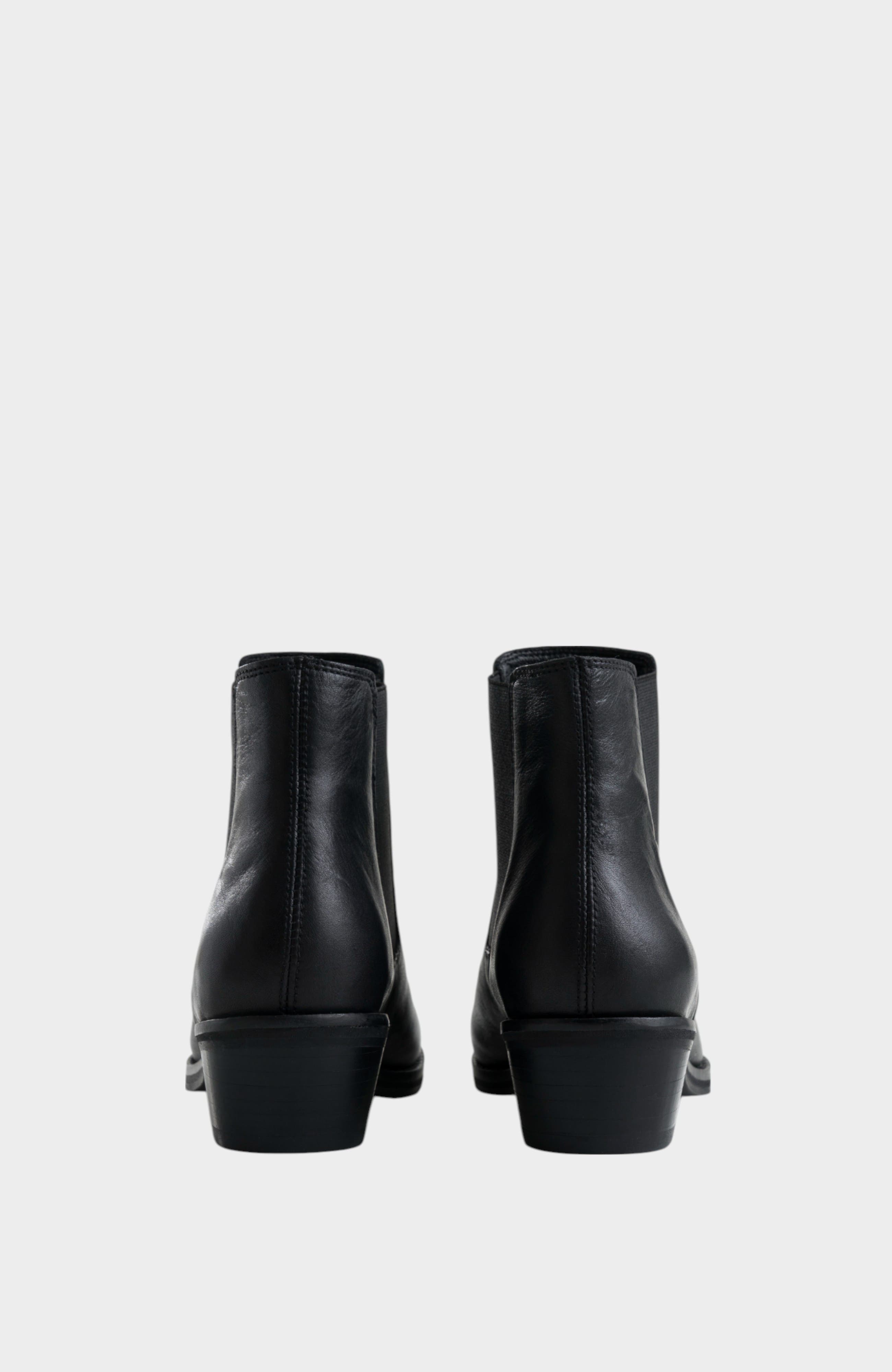 Velez Dark Leather Ankle Boots With Metallic Toe Cap, Alternate, color, Black