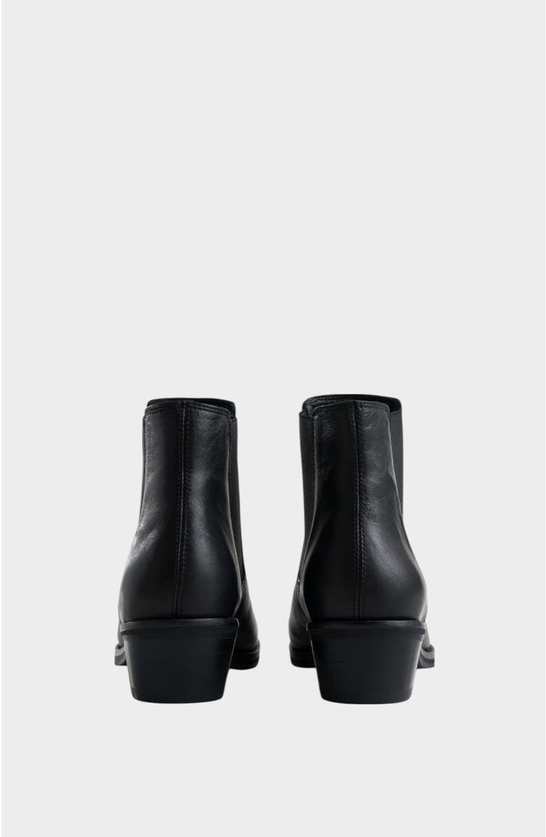 Velez Dark Leather Ankle Boots With Metallic Toe Cap, Alternate, color, Black