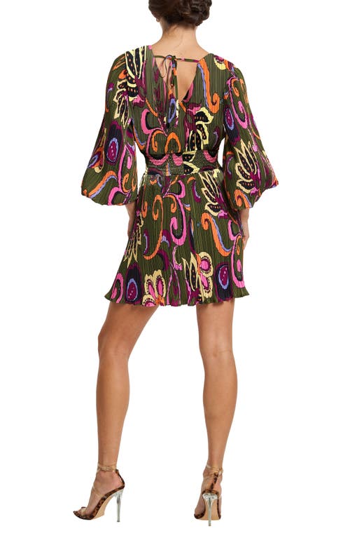 Ciebon Candice Plissé Fit & Flare Dress In Multi