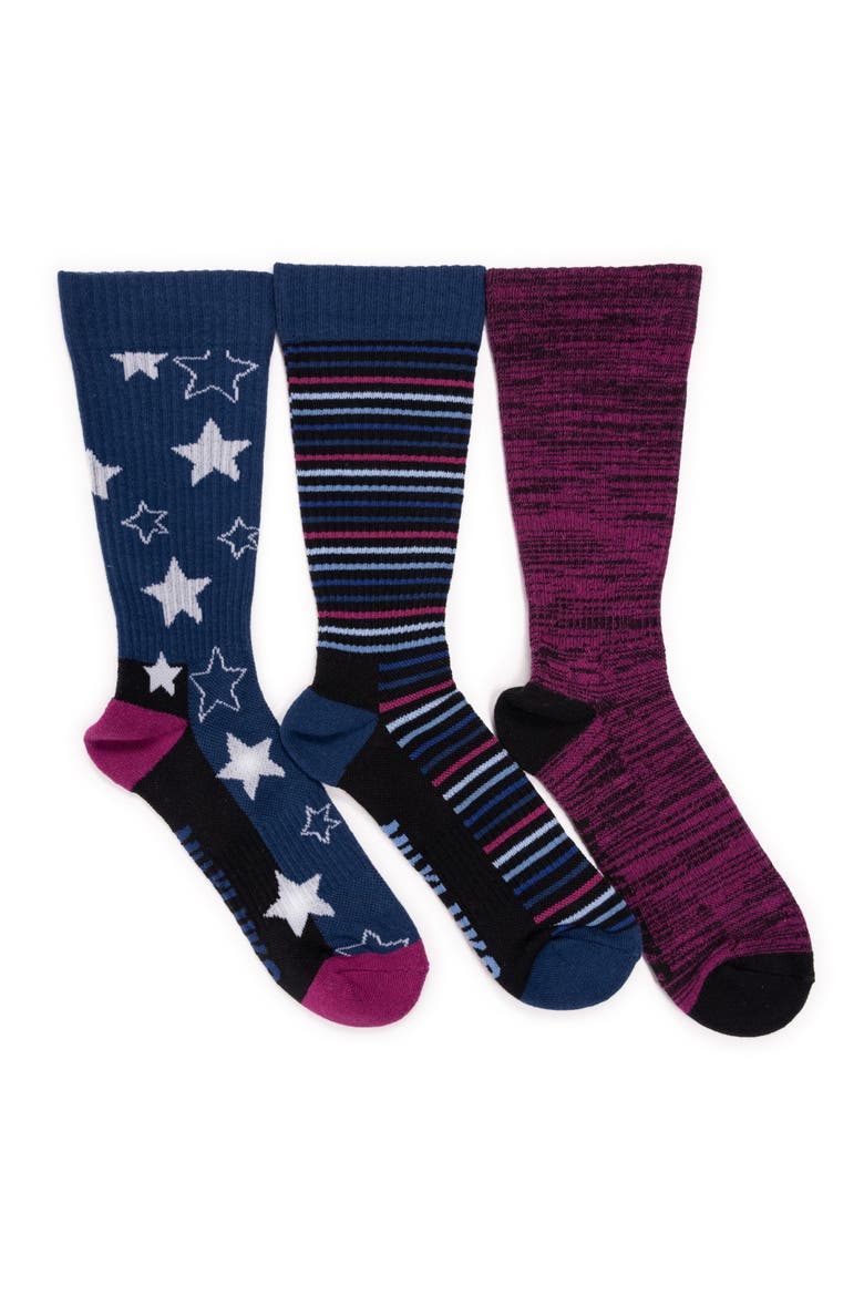 Cotton Rib Compression Crew Sock 3 Pair Pack, Main, color, Atlantic Blue
