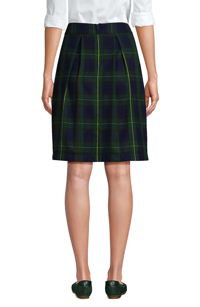 Lands
 End School Uniform  Plaid Skort Top of Knee, Alternate, color, Hunter/Classic Navy Plaid