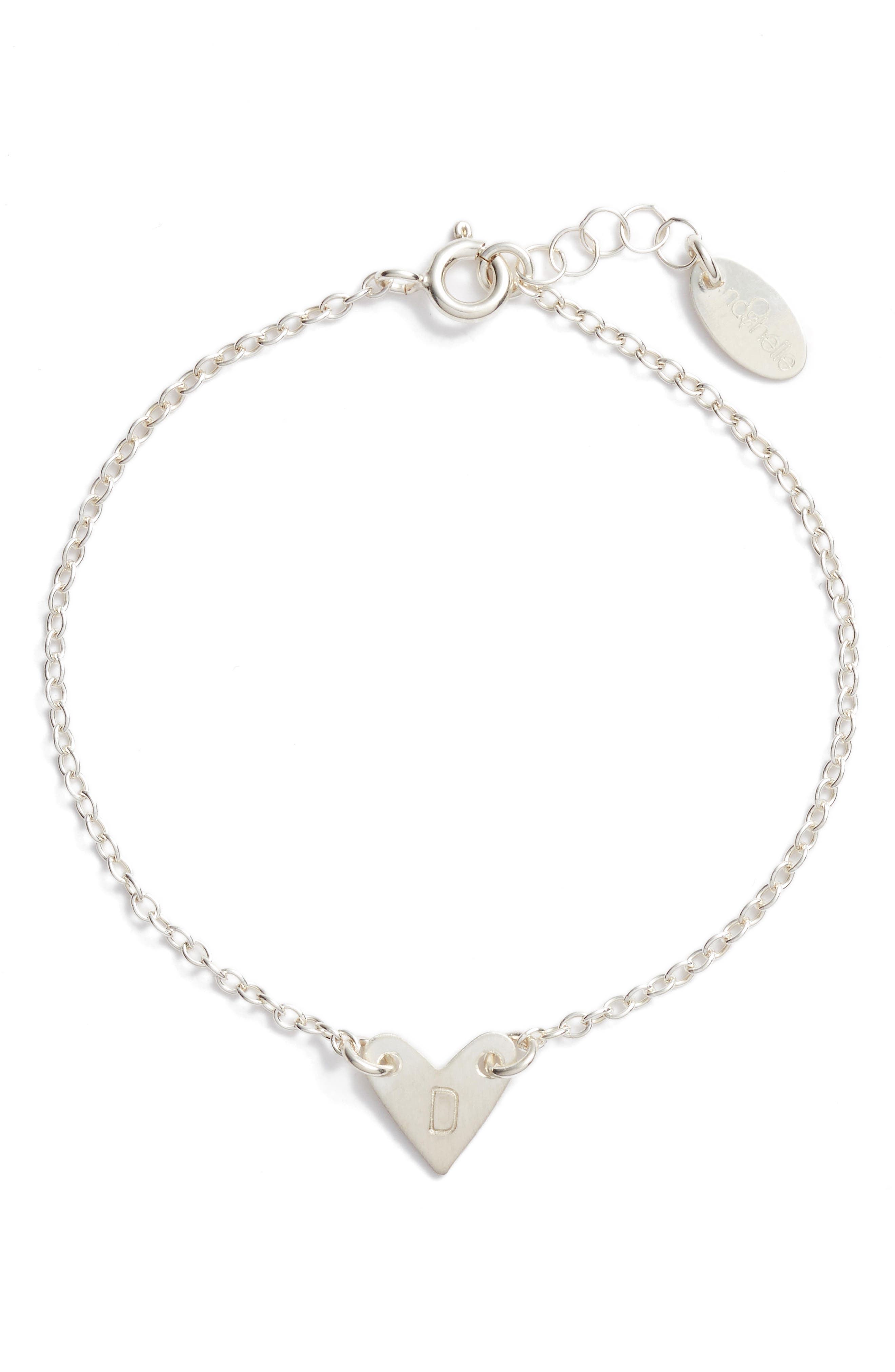 Nashelle Initial Heart Bracelet in Silver-D 