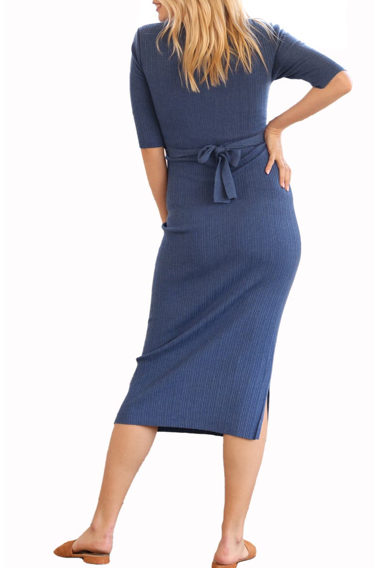 Maternity/Nursing Knit Dress, Alternate, color, DENIM BLUE
