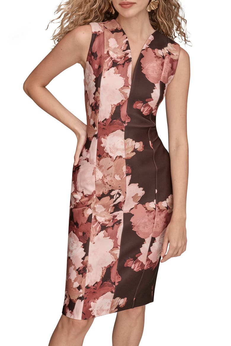 Floral Print Sleeveless Sheath Dress, Alternate, color, CHOC PLUM