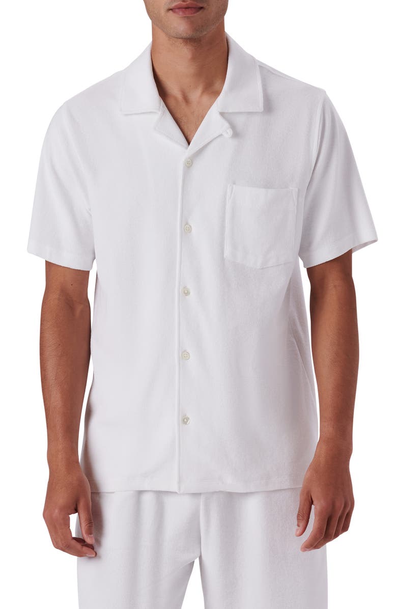 Bugatchi Short Sleeve Cotton French Terry Camp Shirt, Main, color, 