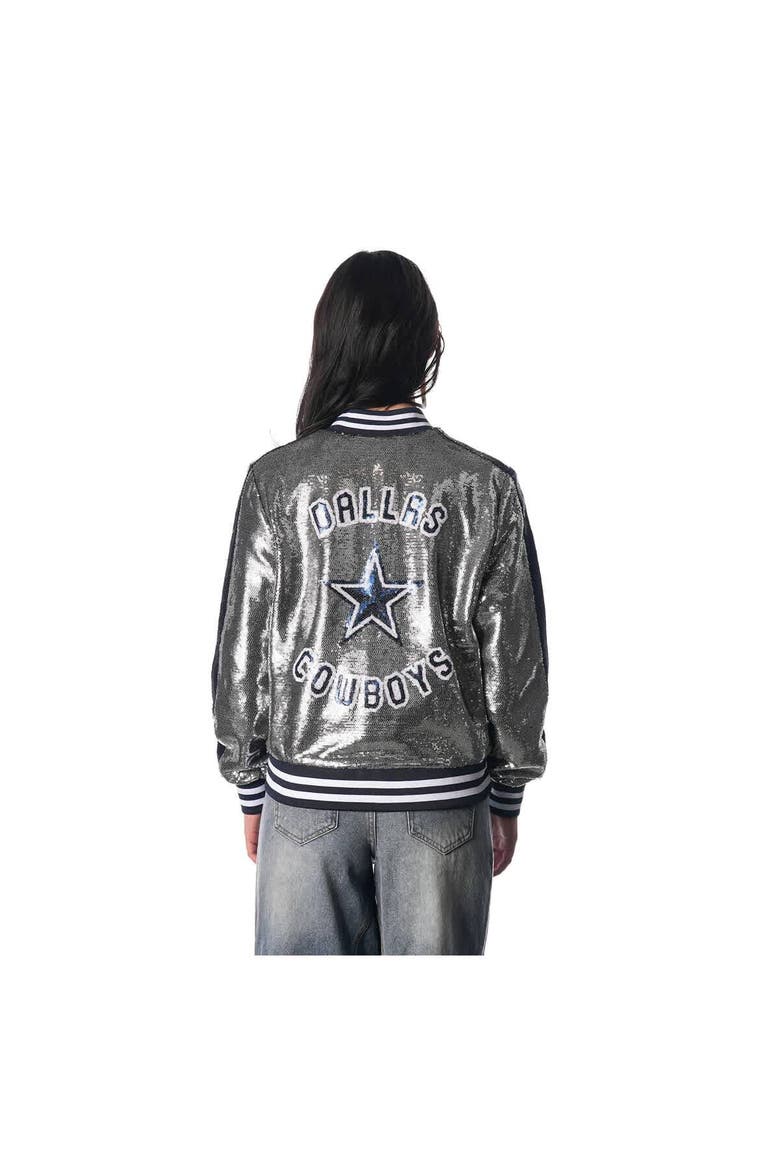 Women's The Wild Collective  Silver Dallas Cowboys Sequin Full-Zip Bomber Jacket, Alternate, color, Silver