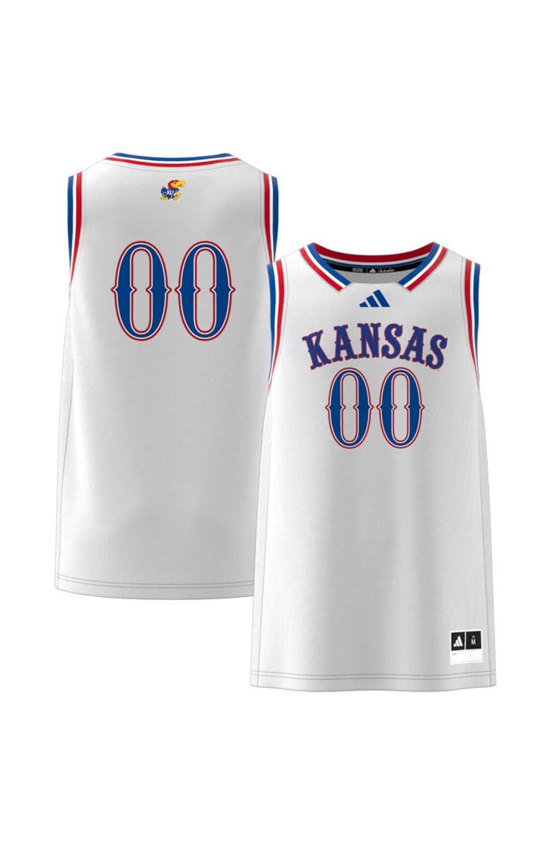 adidas Men's adidas #00 White Kansas Jayhawks Swingman Jersey, Main, color, White